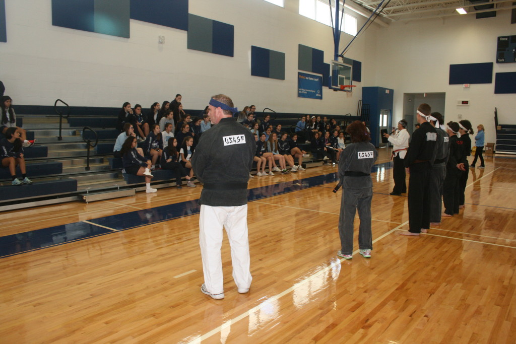 Sensei David speaks to the 108 students about the importance of being aware of your surroundings